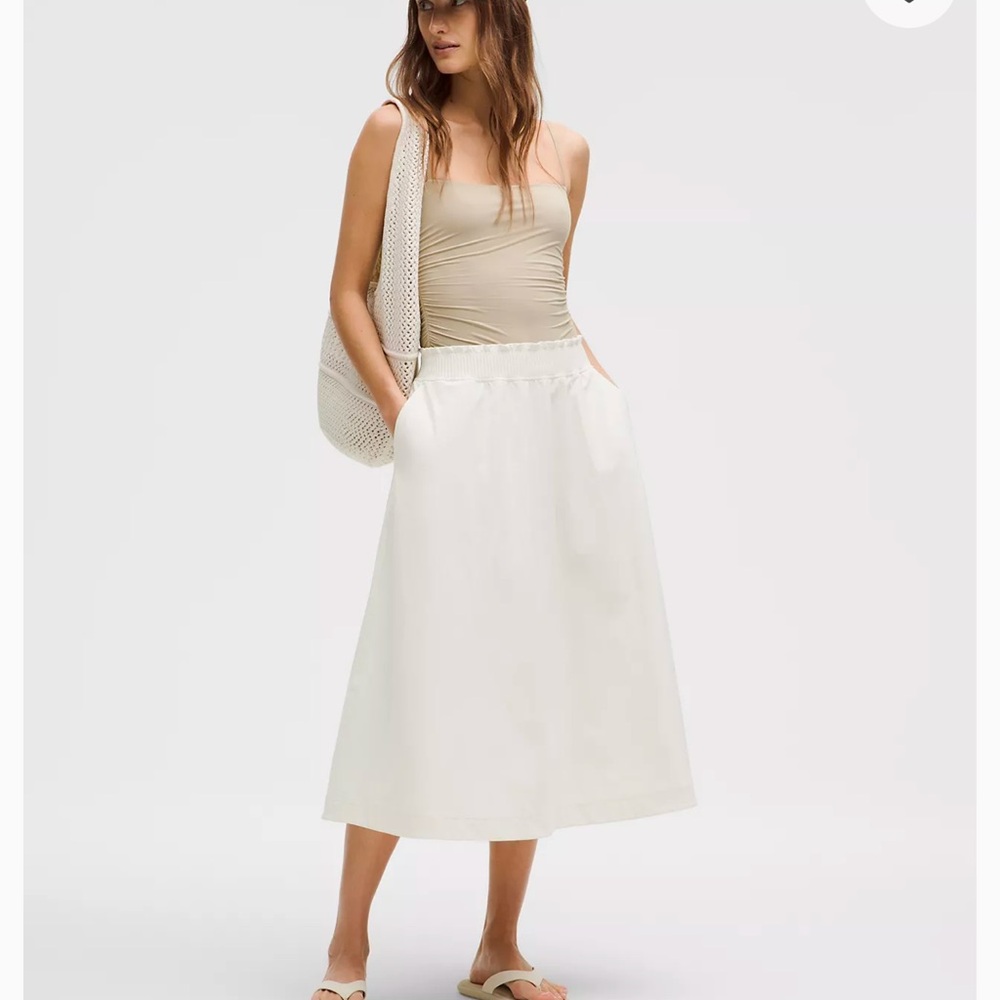 Lululemon Stretch Woven Ruffle-Waist Midi Skirt/ light ivory xxxs/ NWT